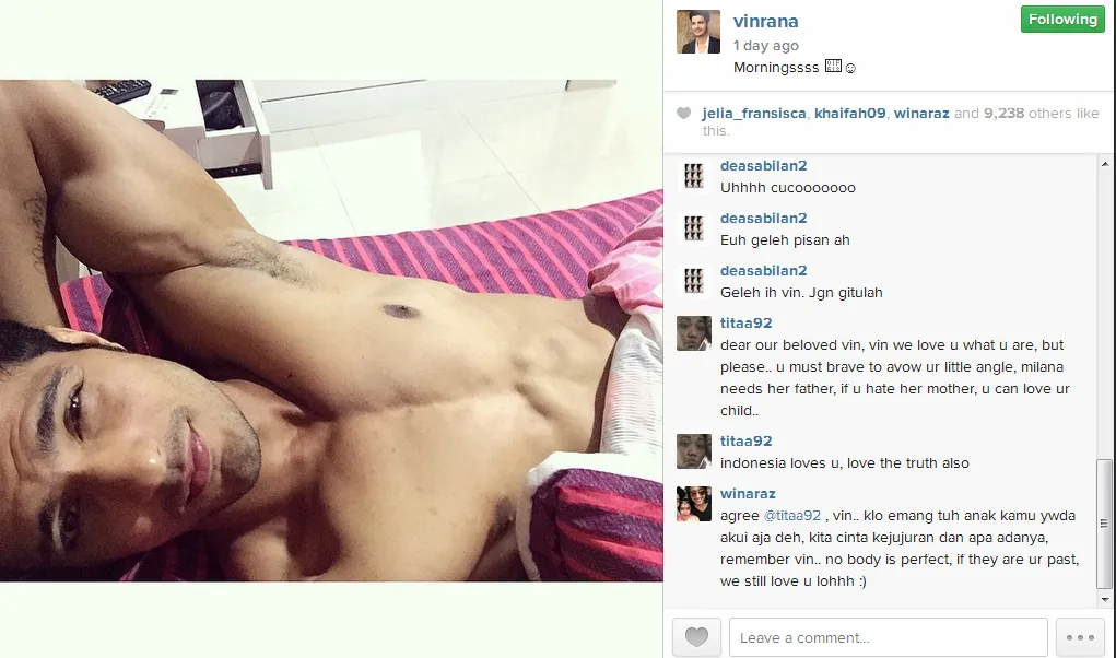 Vin diminta untuk akui anaknya. @instagram/vinrana