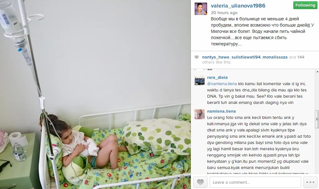 Kini 'putri' Vin tengah terbaring sakit. @instagram