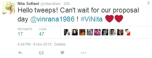 Vin dan Nita sudah tak sabar untuk lamaran. ©twitter/nitasofiani