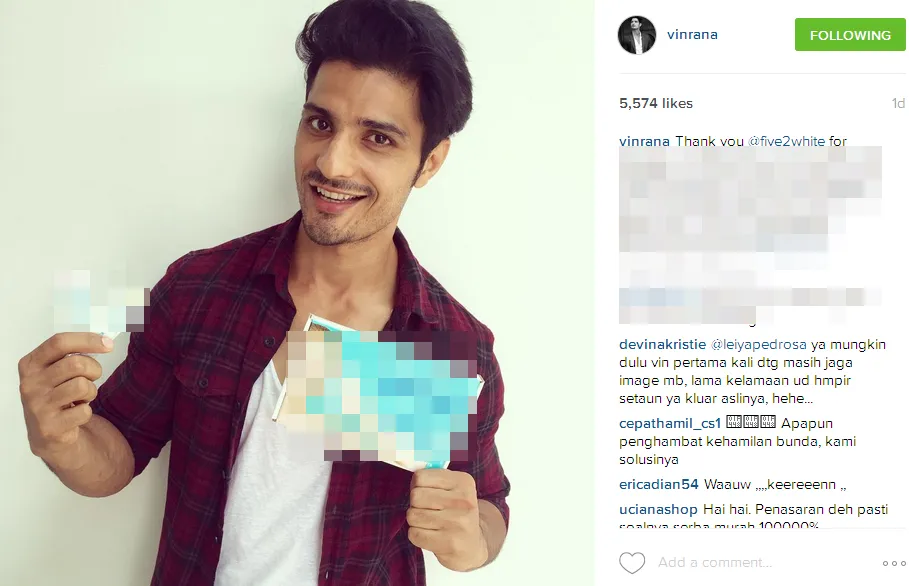 Kini Vin juga pasang endorse di akun Instagramnya. © Instagram/vinrana