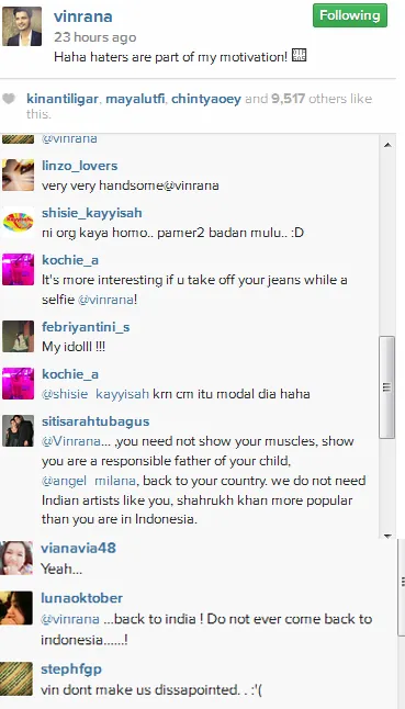 Vin diminta pulang, waduh. @instagram/vinrana