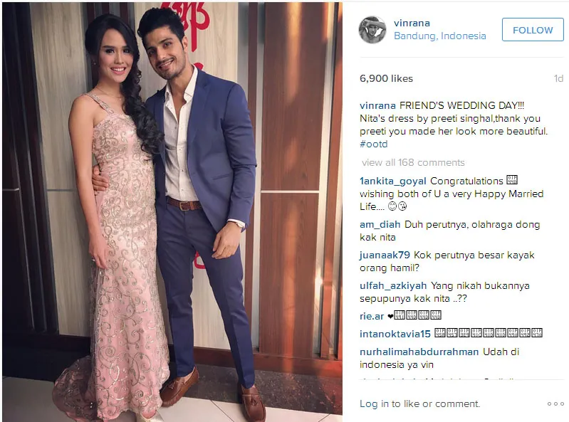 Padahal sebenarnya mereka sedang menghadiri pernikahan saudara Nita © Instagram.com/vinrana