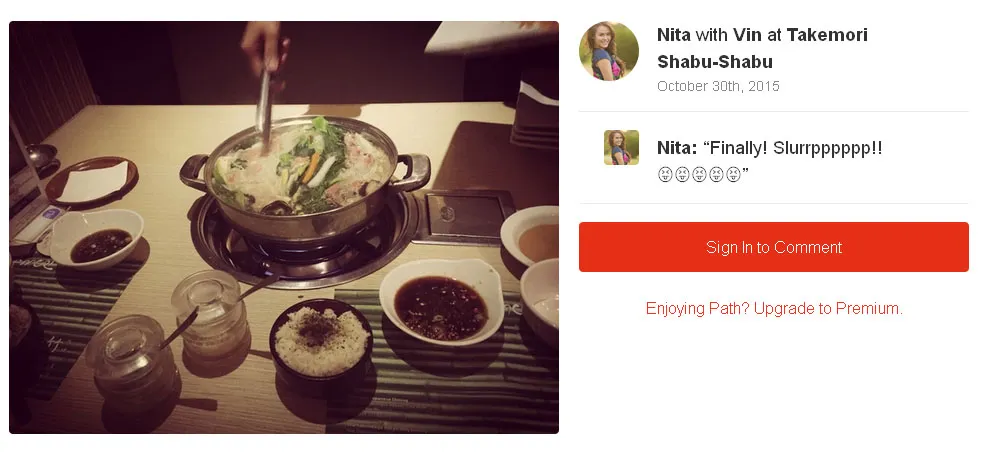 Ini dia menu lezat yang jadi santapan pertama usai Nita dan Vin tiba di Jakarta © Path.com/Nita Sofiani