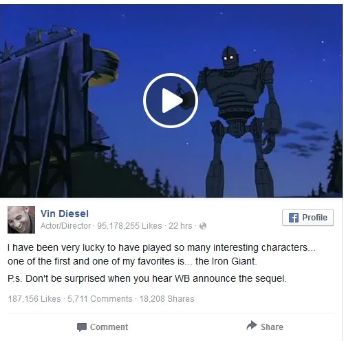 Inilah postingan Facebook Vin Diesel