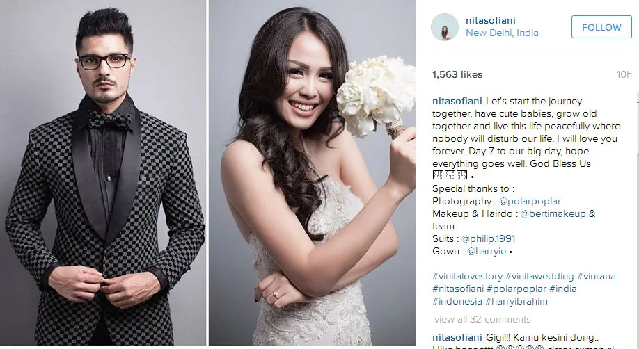 Nita Sofiani ungkap janji dan doa jelang pernikahannya © Instagram.com/nitasofiani