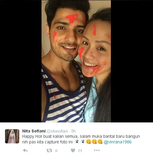 Vin Rana dan Nita masih bermuka bantal tuh! © Twitter.com/nitasofiani