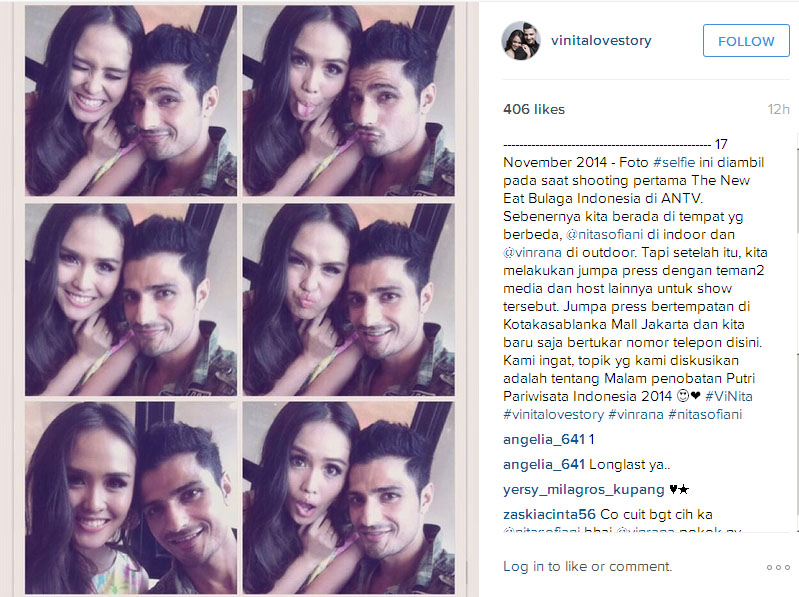 Romantis, Vin Rana & Nita Sofiani Kenang Momen Selfie 