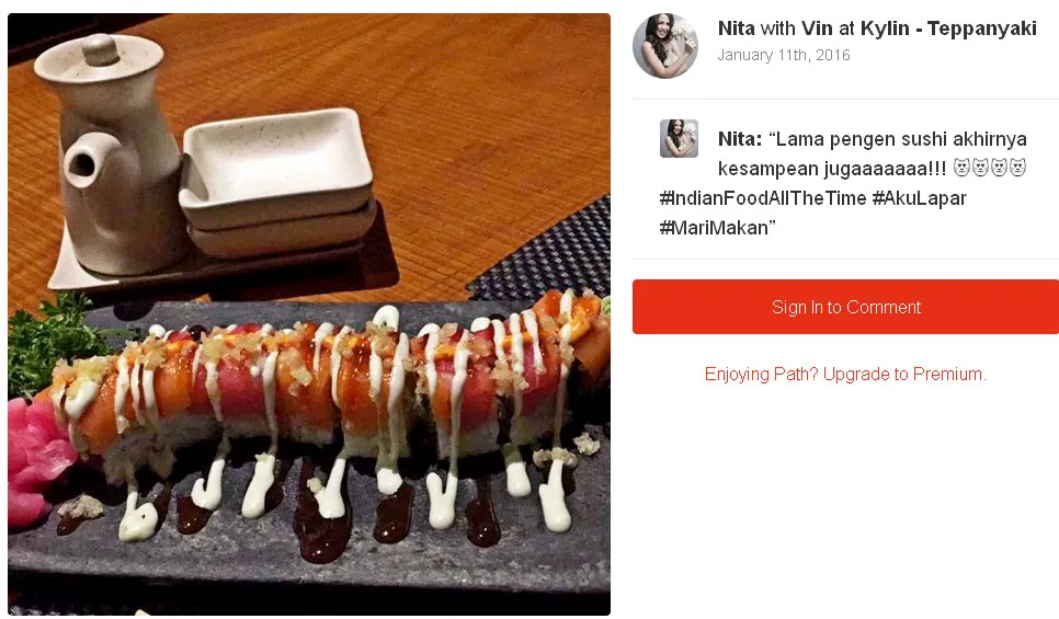 Ini dia menu yang sangat dinantikan Nita Sofiani selama tinggal di India © Path.com/nitasofiani