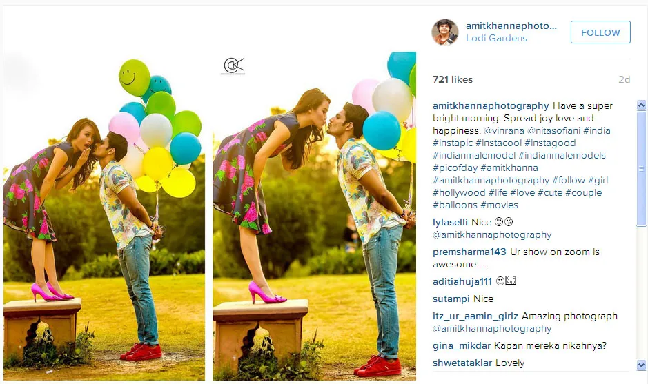 Ini dia pose Vin dan Nita yang seakan hendak berciuman © Instagram.com/amitkhannaphotography