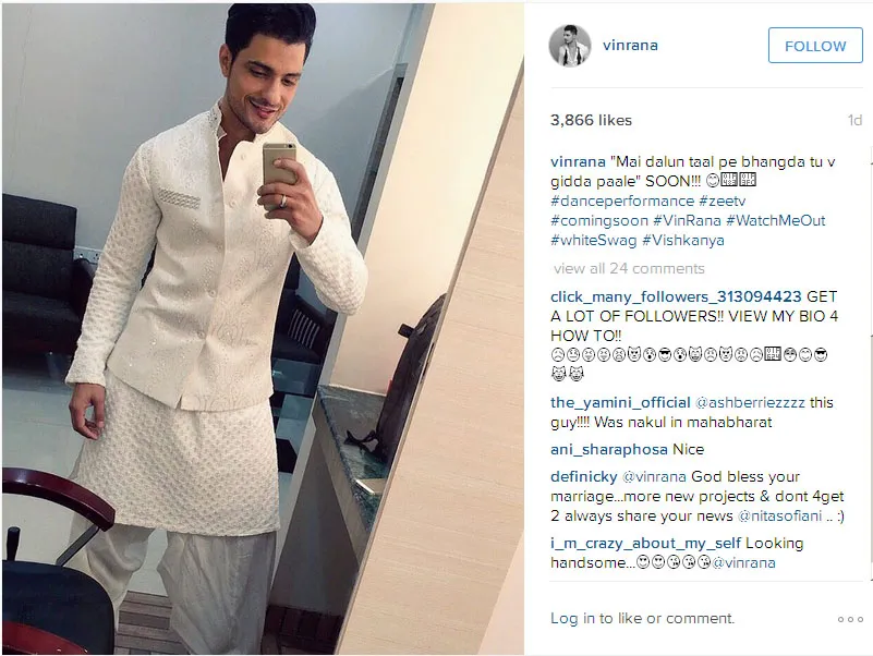 Gantengnya Vin Rana saat memakai kurta putih © Instagram.com/vinrana