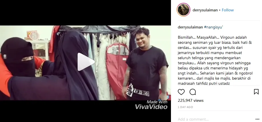 Virgoun curhat ke ustaz Derry soal kecantikan Inara ©instagram/derrysulaiman