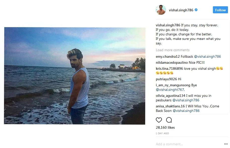 Vishal nampak galau ©instagram/vishal.singh786