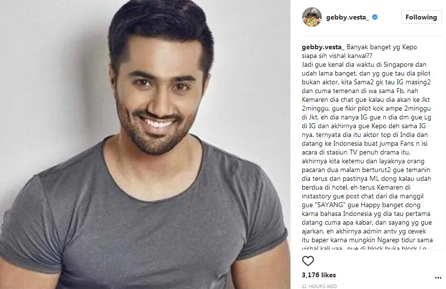 Gebby ungkap awal pertemuannya dengan Vishal ©instagram/gebby.vesta_