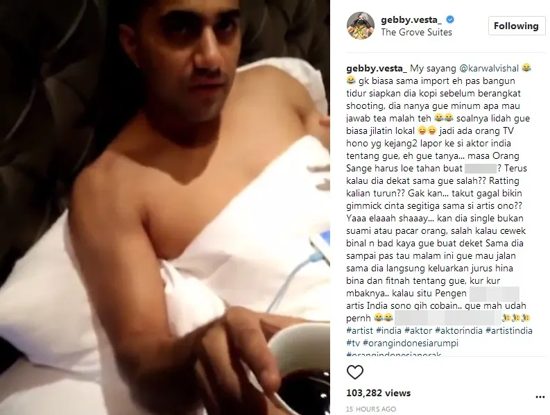 Vishal Karwal sudah berhubungan intim dengan Gebby? ©instagram/gebby.vesta_