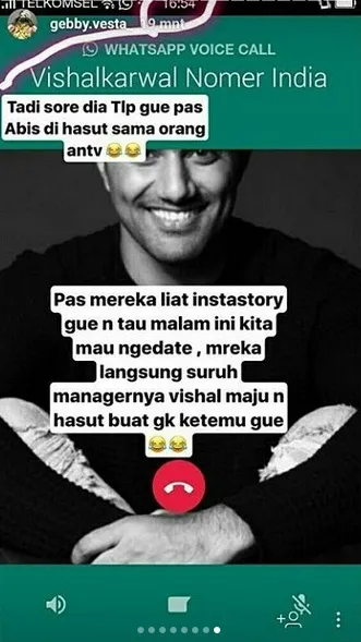 Gebby mengaku kenal Vishal sudah lama ©instagram/gebby.vesta_