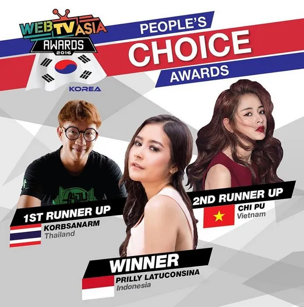 Prilly Menangkan WebTVAsia Awards 2016 People's Choice © Instagram