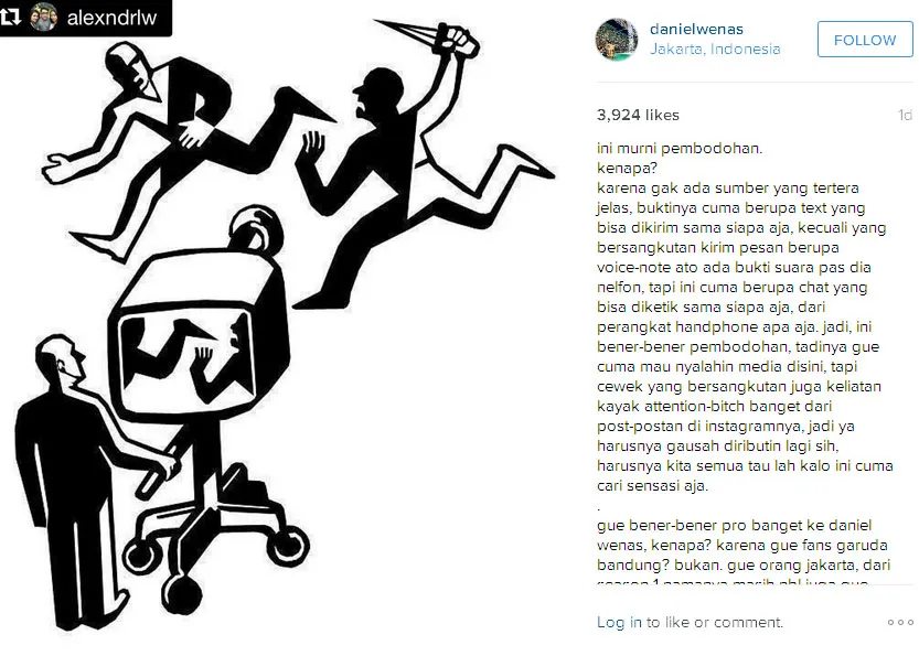 Daniel Wenas anggap isunya dengan Anggita Sari hanya sebuah pembodohan © Instagram.com/danielwenas