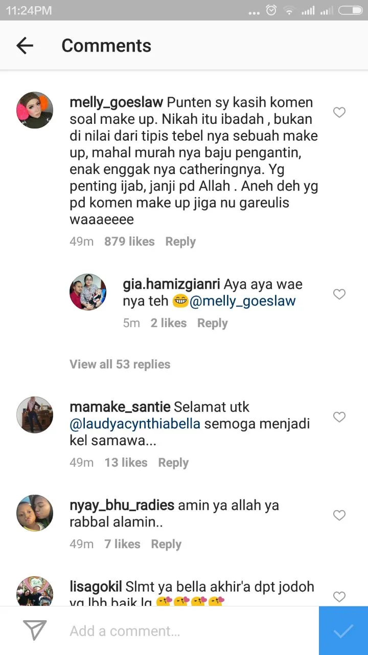 Melly balas komentar haters tentang make up Bella © Instagram/melly_goeslaw