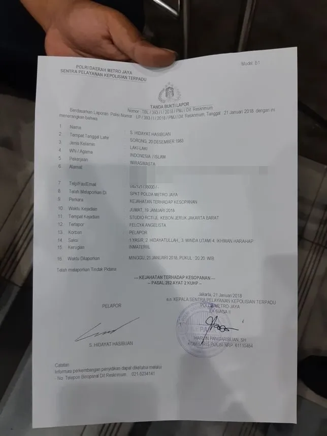 Feli dilaporkan ke polisi. cr: istimewa