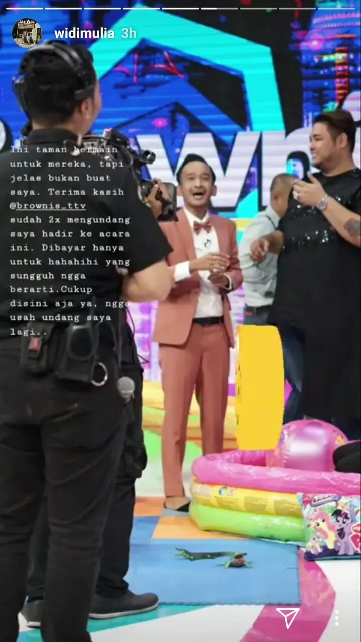'Tamparan' Widi untuk program Brownis Trans TV / Credit: @widimulia