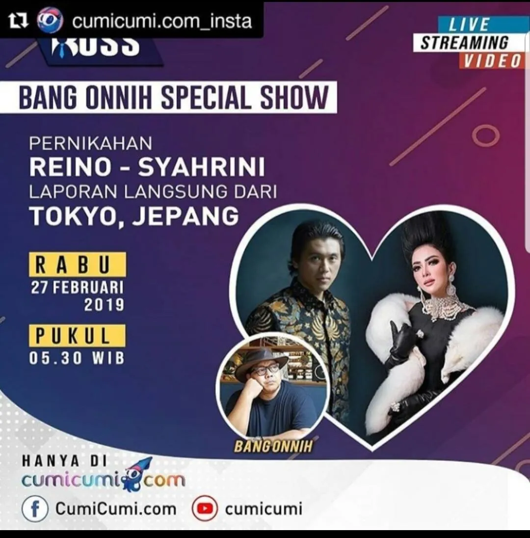 Jadwal siaran live pernikahan Syahrini © Cumicumi.com
