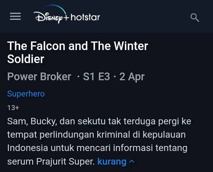Dalam sinopsis di Disney+, ada nama Indonesia disebut. 