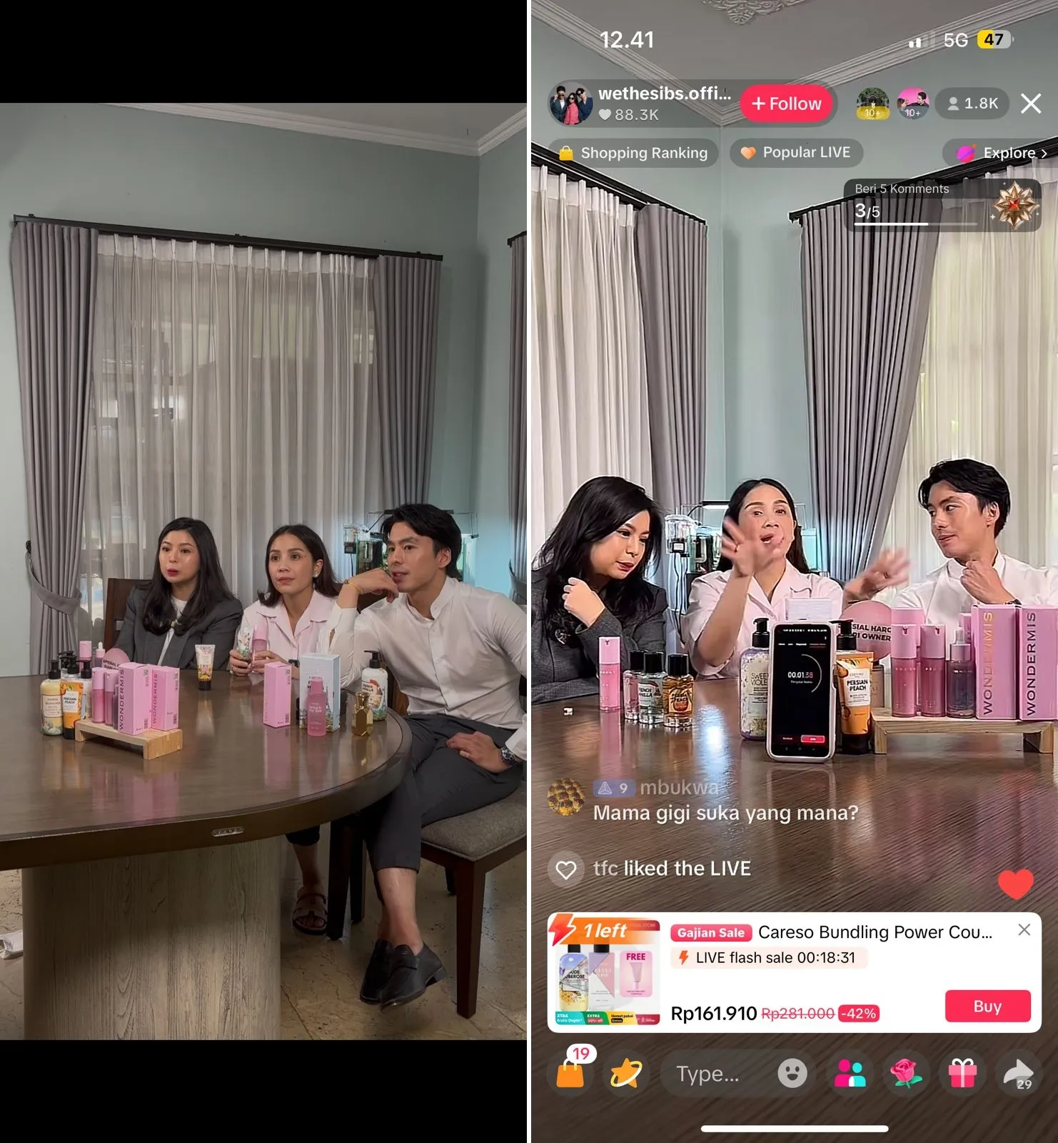 Sesi live streaming Nagita Slavina x We The Sibs. (c) Wondermis