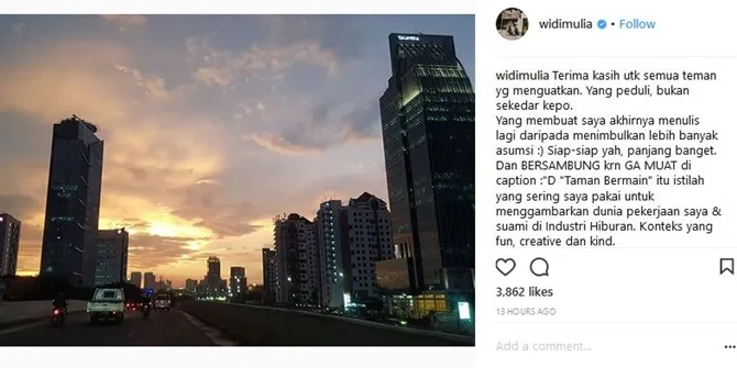 Klarifikasi Widi Mulia terbaru. © Instagram/widimulia