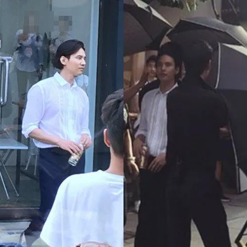 Won Bin saat syuting iklan terbaru. ©allkpop.com