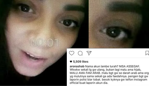 Aron sebut admin akun LT adalah wanita bernama Nisa Assegaf © Instagram/aronashab
