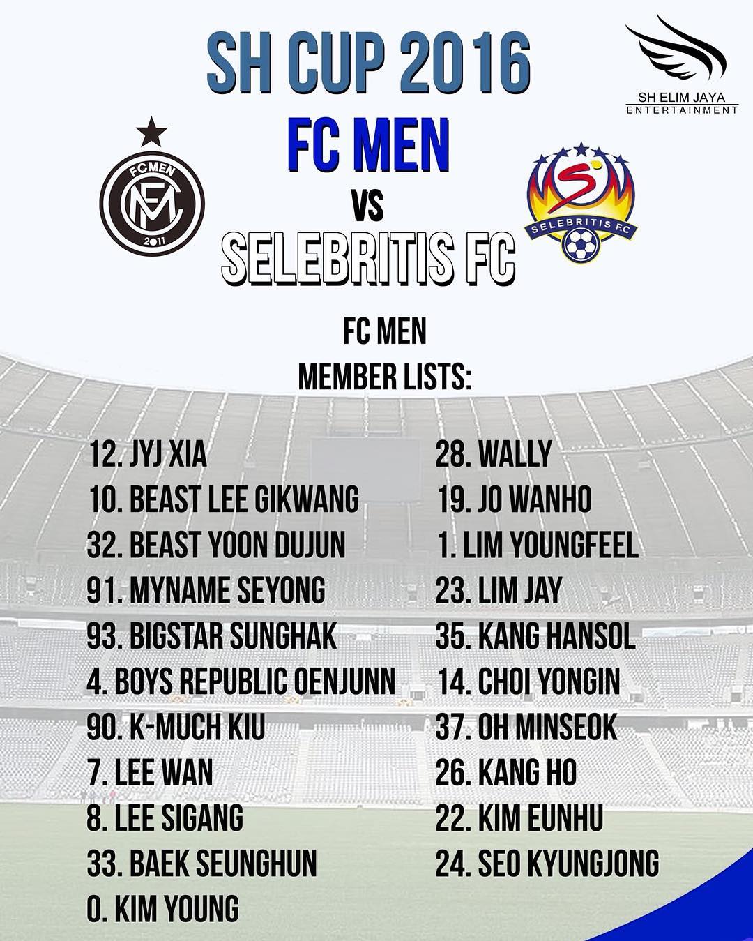 Daftar pemain FC MEN yang akan ikut bertanding di Indonesia. ©SH Entertainment
