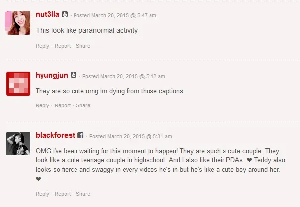 Komentar netizen untuk foto Han Ye Seul dan Teddy