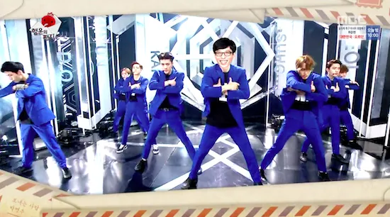 Panggung kolaborasi editan antara Yoo Jae Suk dan EXO. Akankah terwujud secara nyata? © soompi.com