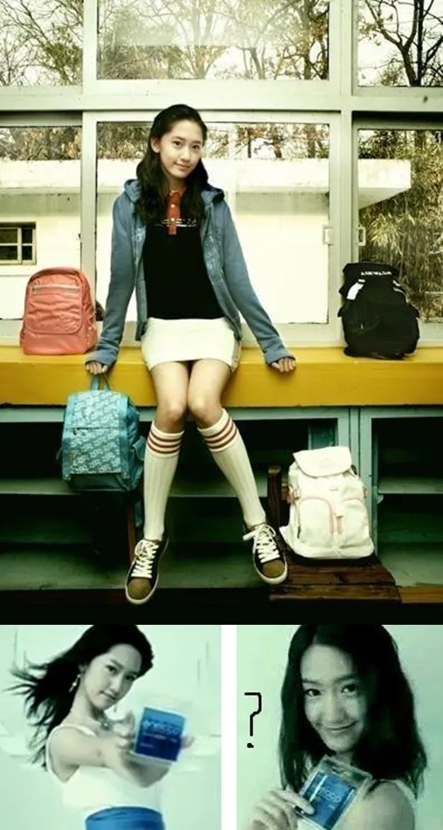 (Atas) Yoona saat belum debut SNSD dan (bawah) bukti yang sering dikatakan sebagai sosok Yoona sebelum oplas. ©koreaboo.com