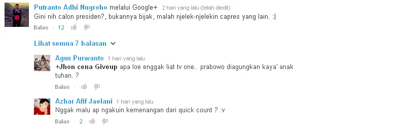 Pendapat user mengenai video tersebut/Youtube©