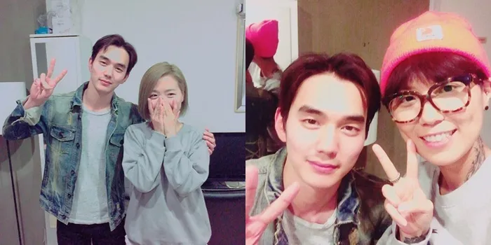 Yoo Seung Ho foto bareng dua personel Oksang Dalbit © Instagram