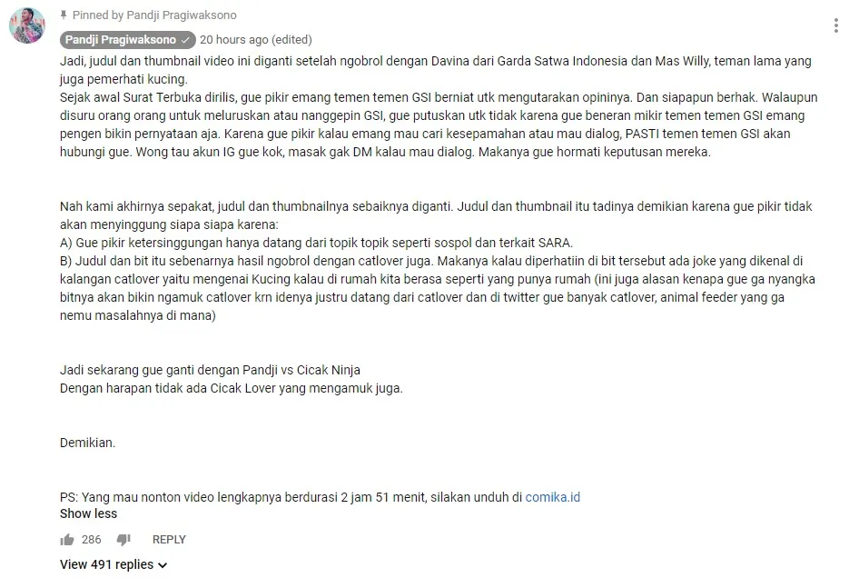 Youtube.com/Pandji Pragiwaksono