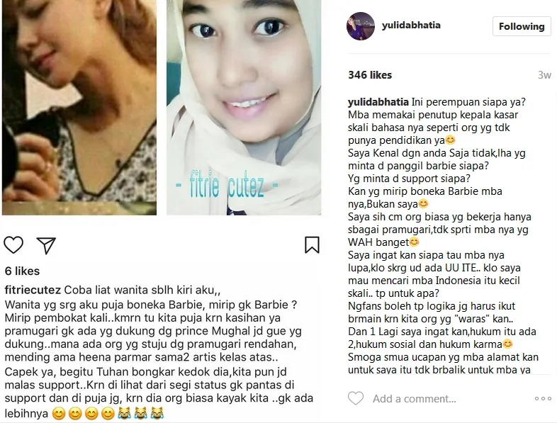 Yulida tanggapi serangan haters ©instagram/yulidabhatia