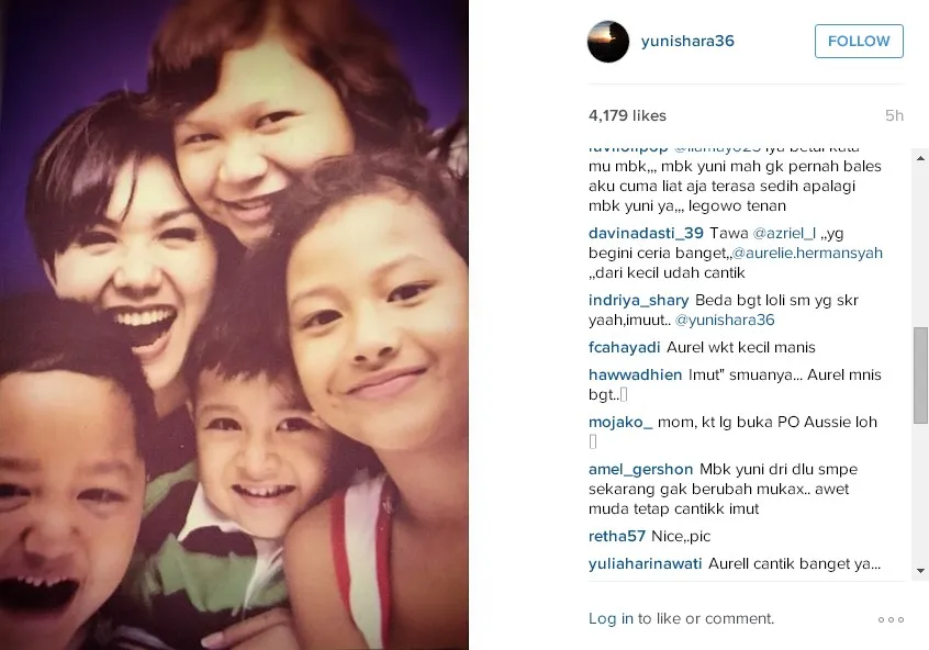 Inilah penampakan masa kecil Aurel dan Azriel © instagram.com/yunishara36