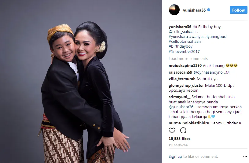 Cello ultah ke-13 © Instagram/yunishara36