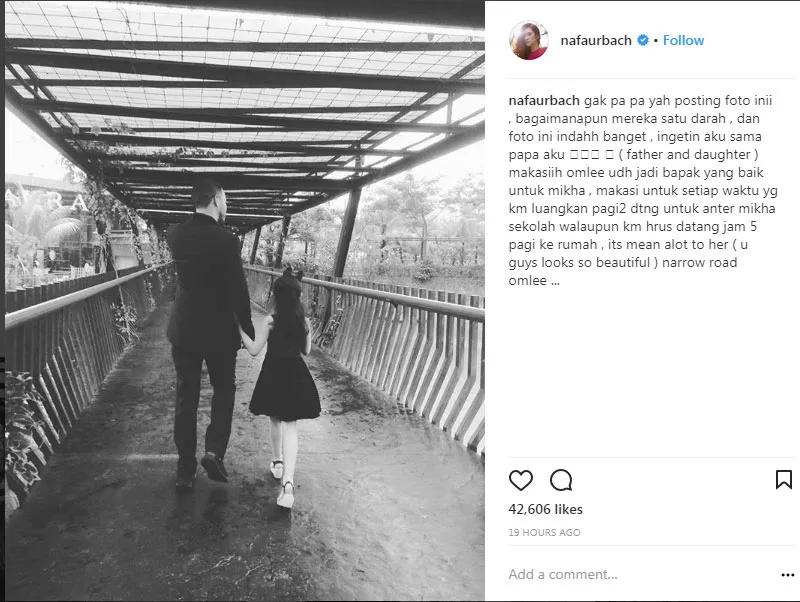 Foto Zack Lee dan Mikha yang diunggah Nafa Urbach dengan caption manis. © Instagram/nafaurbach