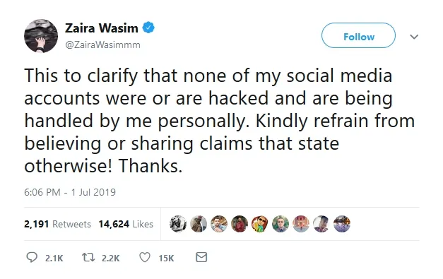 © twitter.com/ZairaWasimmm