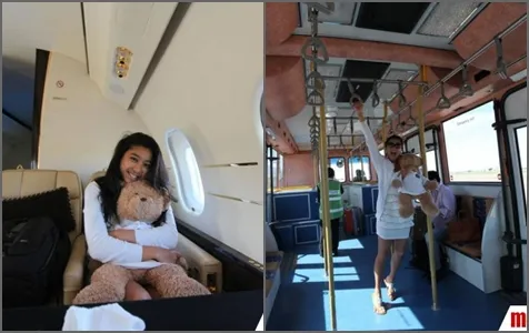 Olivia Zalianty nampak bahagia dengan perjalanannya bersama dengan si teddy bear imut @merdeka.com
