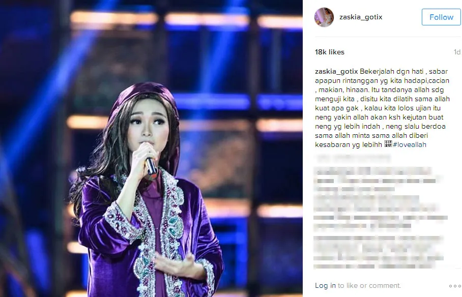 Zaskia Gotik curhat perasaannya © Instagram/Zaskia_gotix