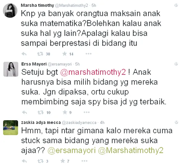 Perdebatan kecil Marsha, Ersa, dan Zaskia © Twitter