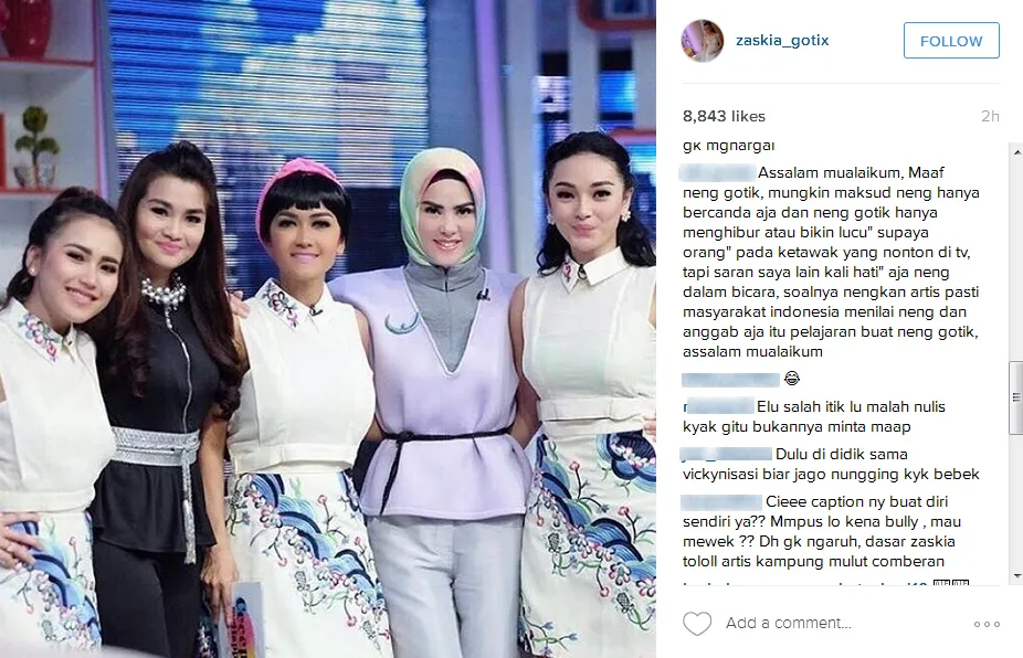 Gotik makin dihujat karena postingannya © Instagram/zaskia_gotix