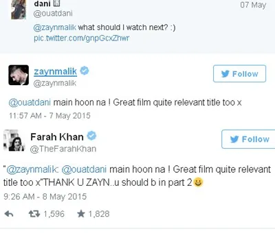 Ini dia kicauan saling berbalas antara fans, Zayn Malik dan Farah Khan di Twitter @istimewa