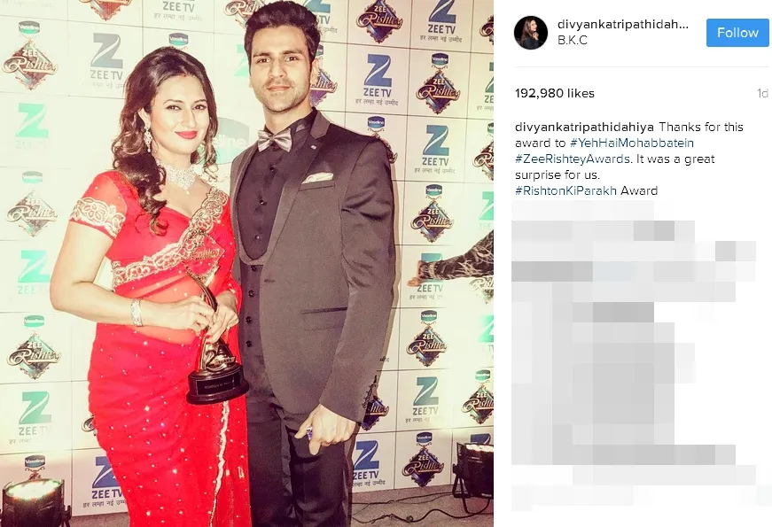 Divyanka menang satu piala, tapi ia tetap bahagia luar biasa ©instagram/divyankatripathidahiya