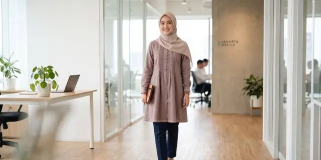 Inspirasi Tunik Hijab Friendly yang Bikin Office Look Makin Classy, Mana Favoritmu? 5