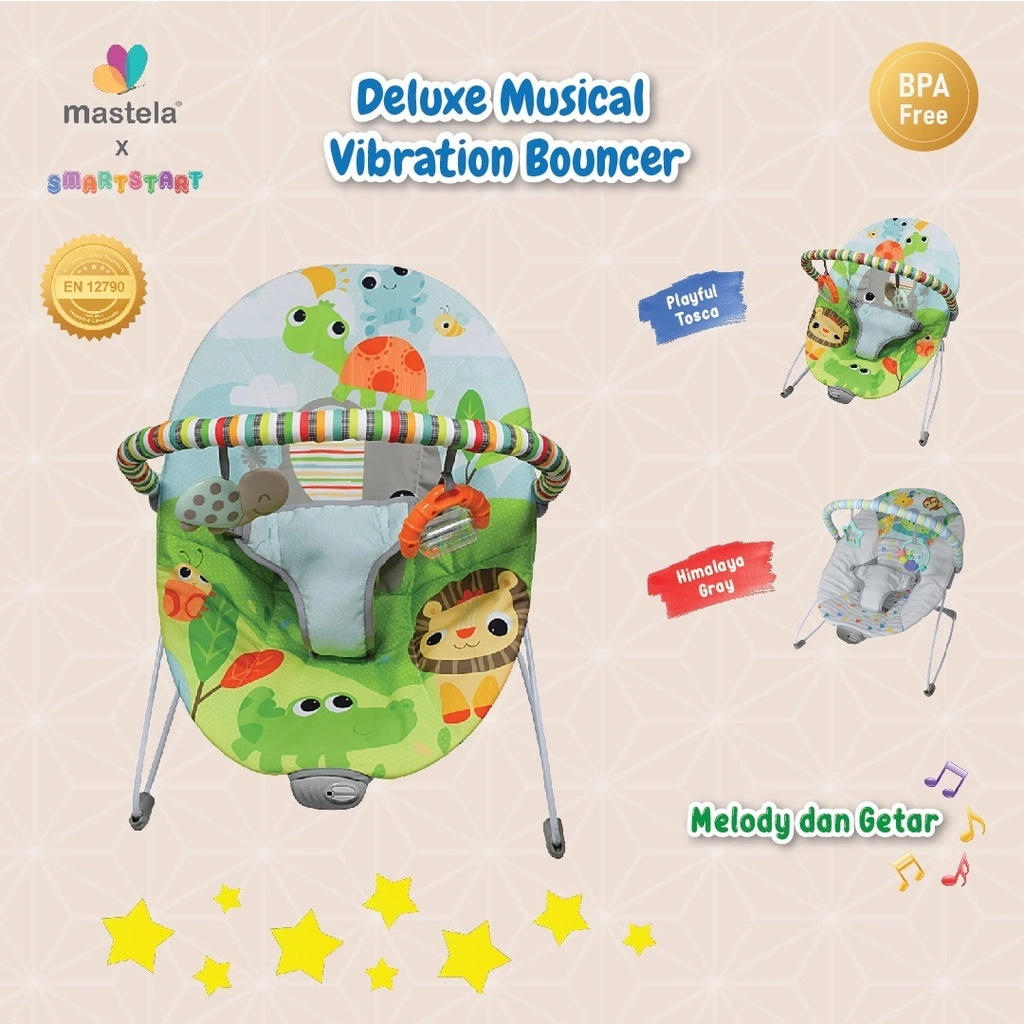 MASTELA Baby Bouncer 1 Recline BLUE- GIRAFFE - 6703